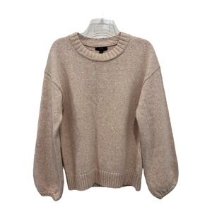 J Crew Sweater Re-Imagined Cotton Linen Crewneck Oatmeal Beige‎ M Relaxed Fit